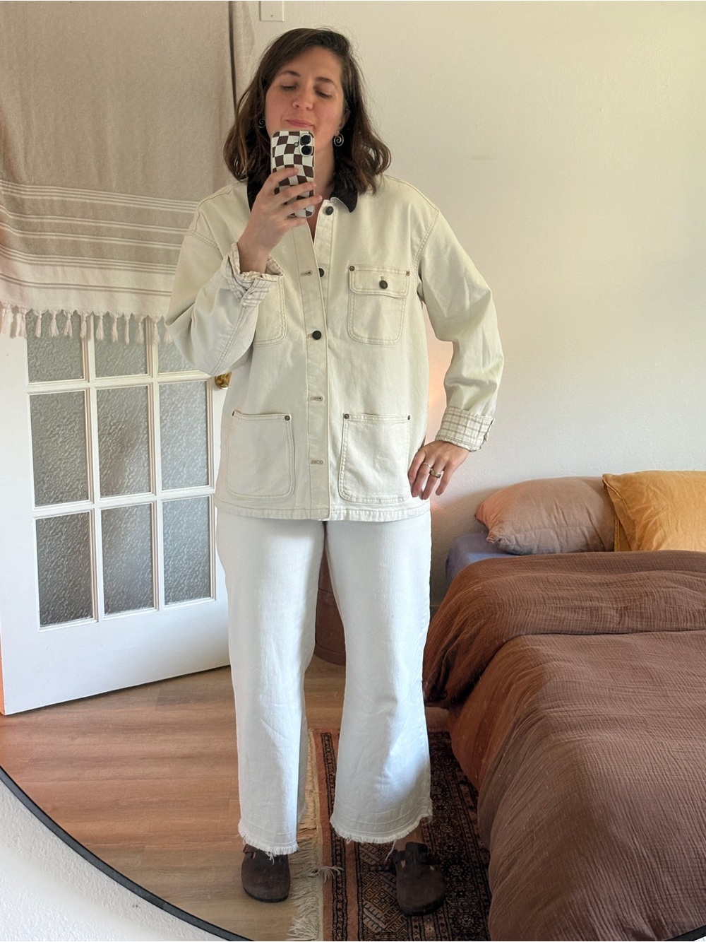 Fully lined cotton chore jacked with contrast corduroy collar